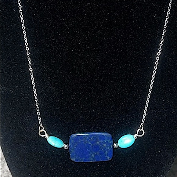 Handmade Jewelry - New Boutique Turquoise Stone Blue and Silver Necklace